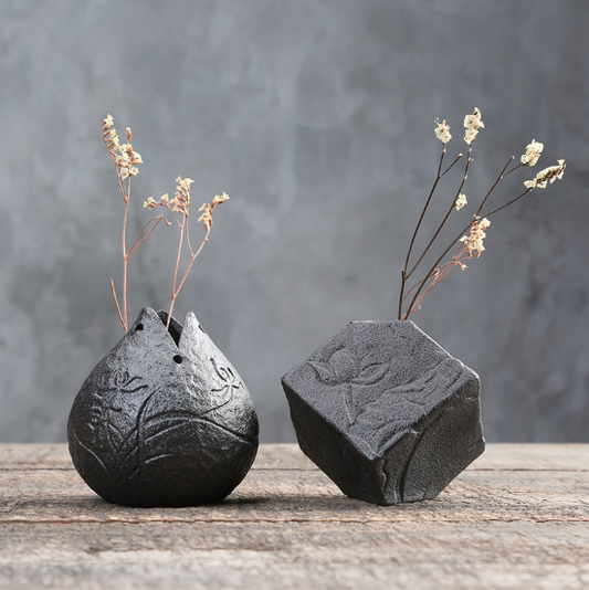 Stoneware Zen Chinese Flower Arrangement Vase