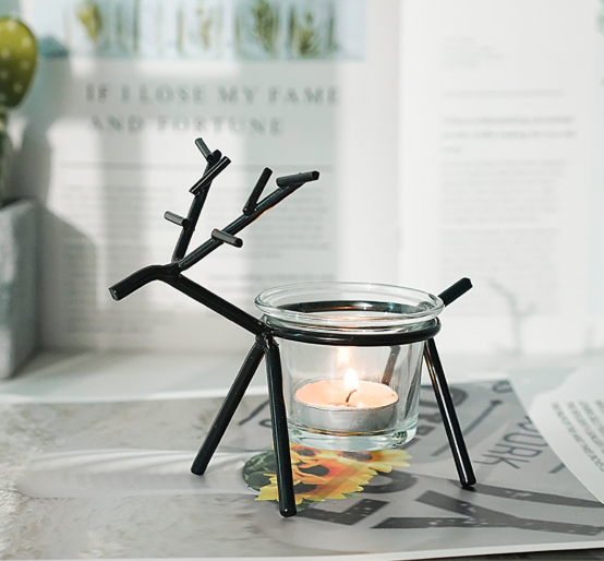 Wrought Iron Fawn Candle Holder