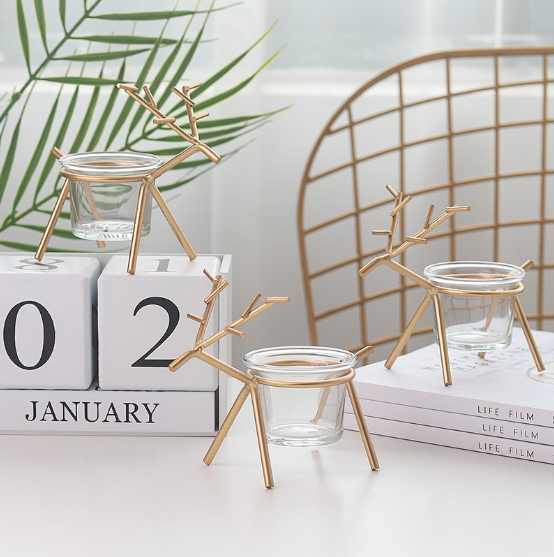 Wrought Iron Fawn Candle Holder