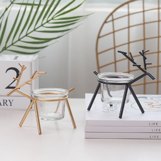 Wrought Iron Fawn Candle Holder