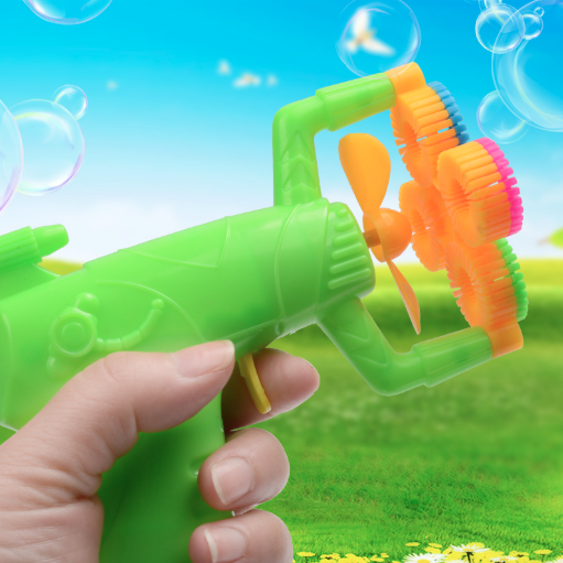 Electric Automatic Bubble Blower Maker Machine Gun with Mini Fan Kids Outdoor Sports Educational Toys