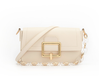 French Minority Textured Shoulder Cowhide Crossbody Bag