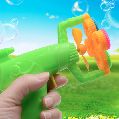 Electric Automatic Bubble Blower Maker Machine Gun with Mini Fan Kids Outdoor Sports Educational Toys